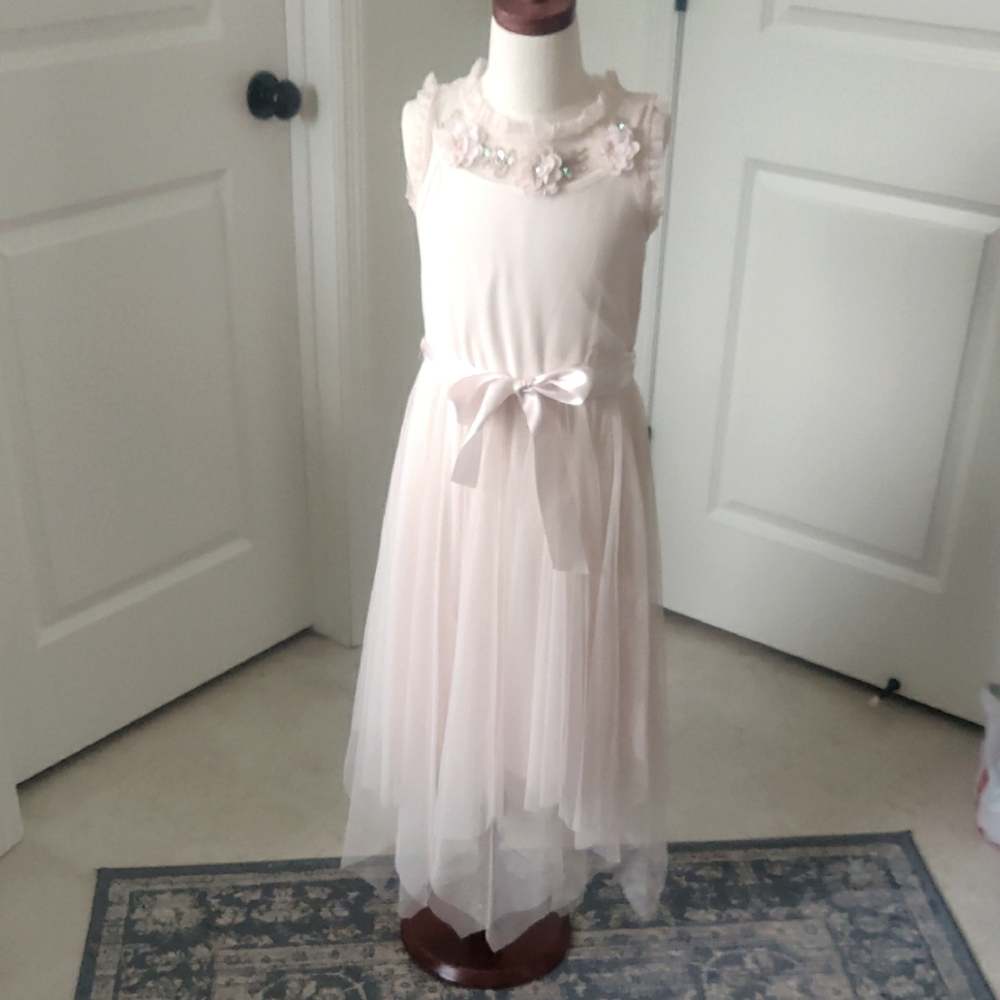 Zunie Girls Pink/Cream Sundress with Scoop Neck and Sleeveless Design Sz 10
